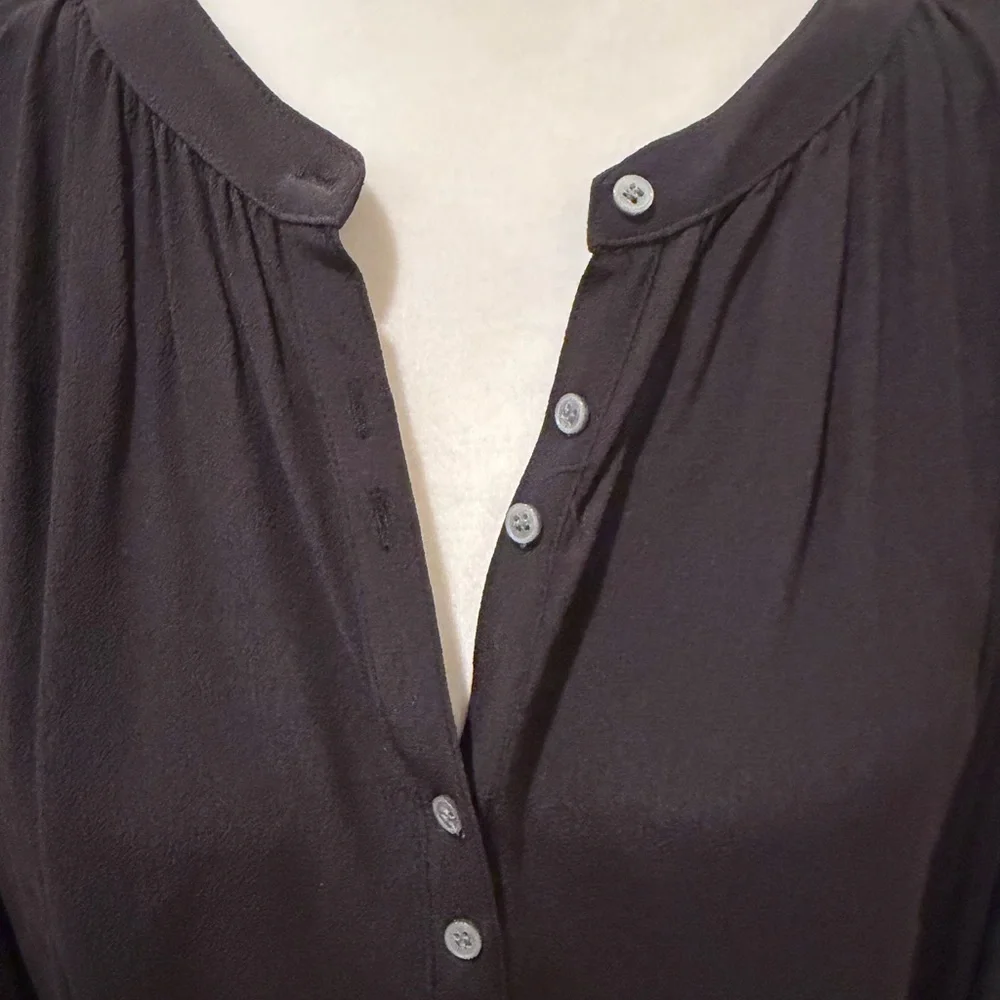 J. Crew Black Long-Sleeve Henley Blouse